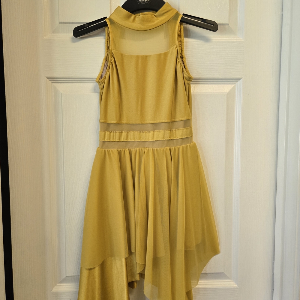 Revolution Mustard Dance Costume with Rhinestone Barrettes